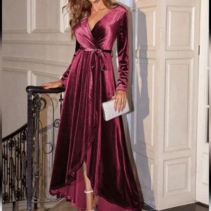 Velvet Merlot Maxi Dress Long Sleeve XL